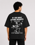 Skeleton Weightlifting Premium Oversized T-Shirt | Back print